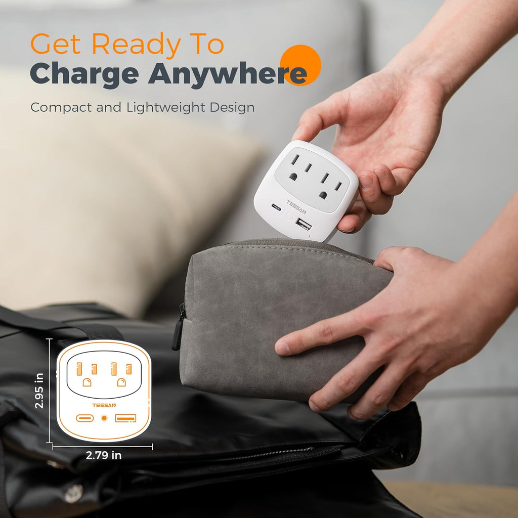 US to UK Plug Adapter, TESSAN Type G Travel Adaptor with 2 Electrical Outlets 2 USB Ports (1 USB C), Ireland Power Adapter for USA to England London Scotland British Dubai Kenya Hong Kong Qatar