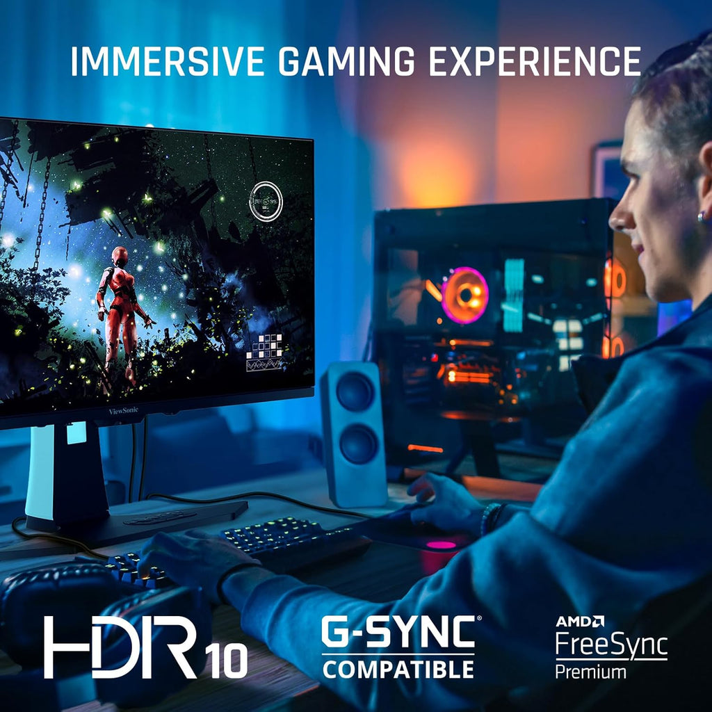 ViewSonic XG272-2K-OLED 27 Inch 1440p 240Hz OLED Ergonomic White Gaming Monitor with up to 0.01ms, FreeSync Premium, G-Sync Compatibility, RGB, and USB-C, HDMI v2.1, DP Inputs