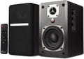 SINGING WOOD BT27 Active Powered Bluetooth Bookshelf Speakers for Studio Monitor TV Turntable Computer- 60 Watts RMS - Wood Grain Finish (Black)