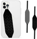Phone Grip Strap - Pack of 2 Reversible Finger Holder for Phone Back, Customizable Anti-Slip Design, Wireless Charging Compatible Detachable Holder for iPhone - Knurled Black
