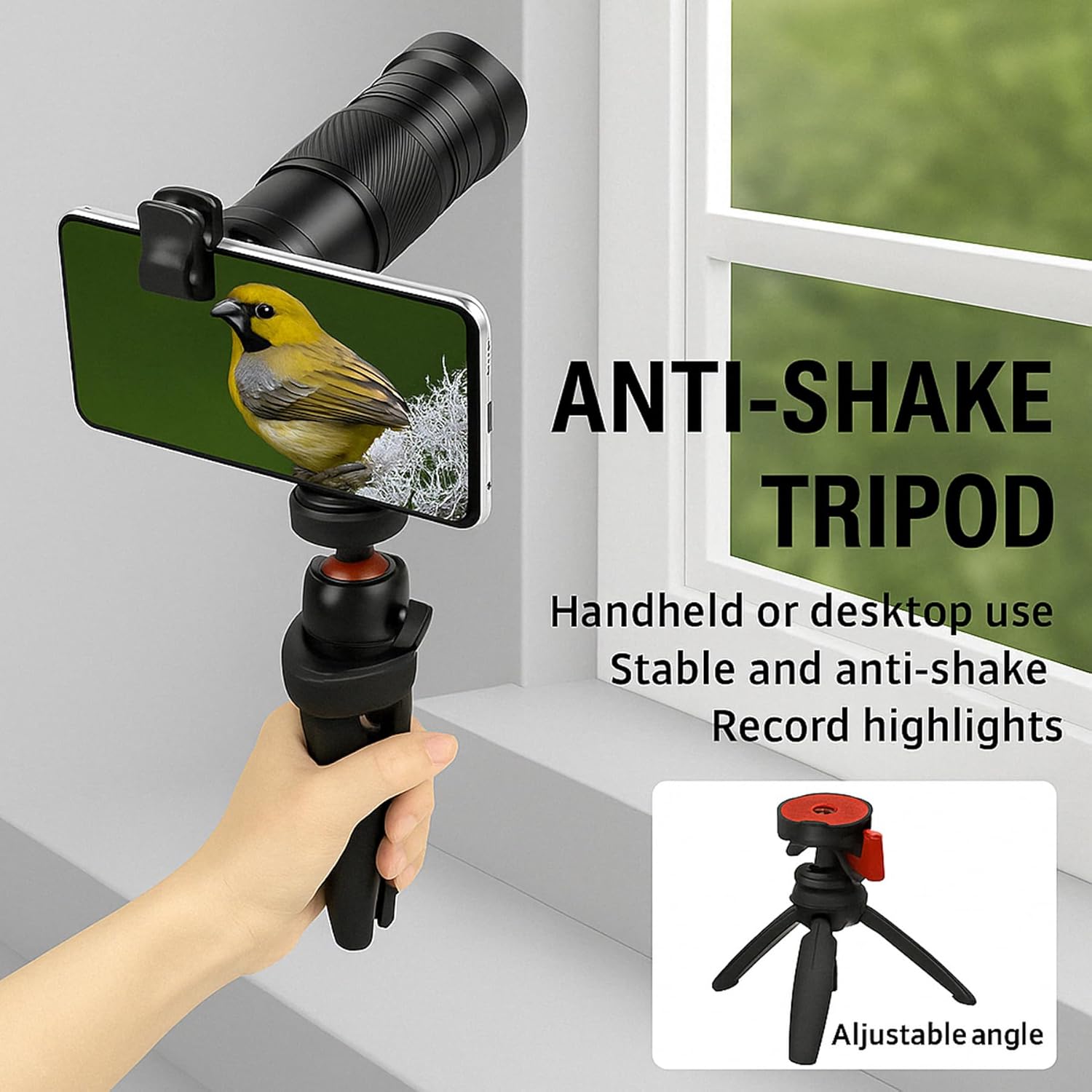 40X Telephoto Lens for iPhone Android Phones, 2-in-1 Mobile Phone Camera Lens Kit with Universal Clip, HD Magnifier for Smartphone Photography - Compatible with All Smartphones