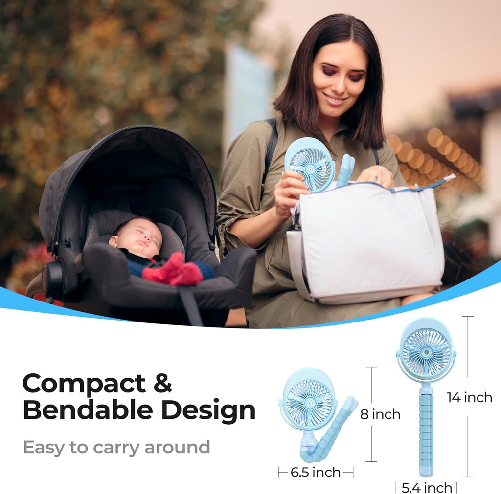 Misting Baby Stroller Fan, 4000mAh Rechargeable Battery Operated, 270°Pivoting, 15H Cooling,50ml Portable Water Sprayer Misting Fan with Flexible Tripod Clip on Car Seat Crib Treadmill Bunk Bed