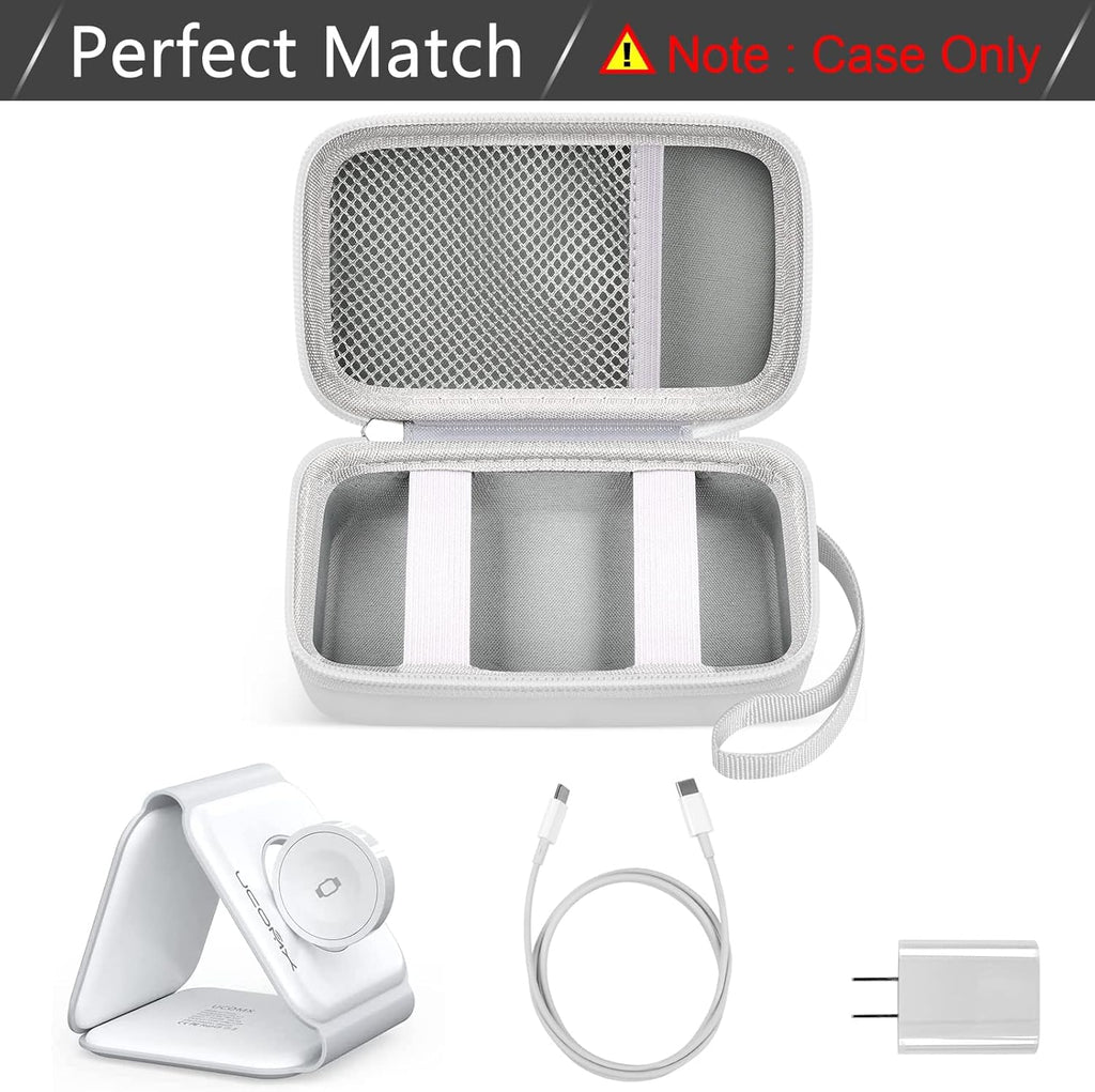 Travel Case for UCOMX for Nano/for Iseyyox/for LISEN/for RTOPS 3 in 1 Wireless Charger, Foldable Magnetic Charging Station Storage Holder Bag for Fast Charge Pad Cable and Adapter, White-Box Only