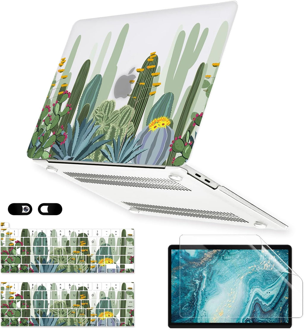 Case for MacBook Pro 13 inch M2 M1 A2338 A2289 A2251 A2159 A1989 A1706 A1708 2023-2016 Release, Matte Clear Hard Cover&Keyboard Cover&Screen Protector for Mac Pro 13.3 with Touch ID, Cactus