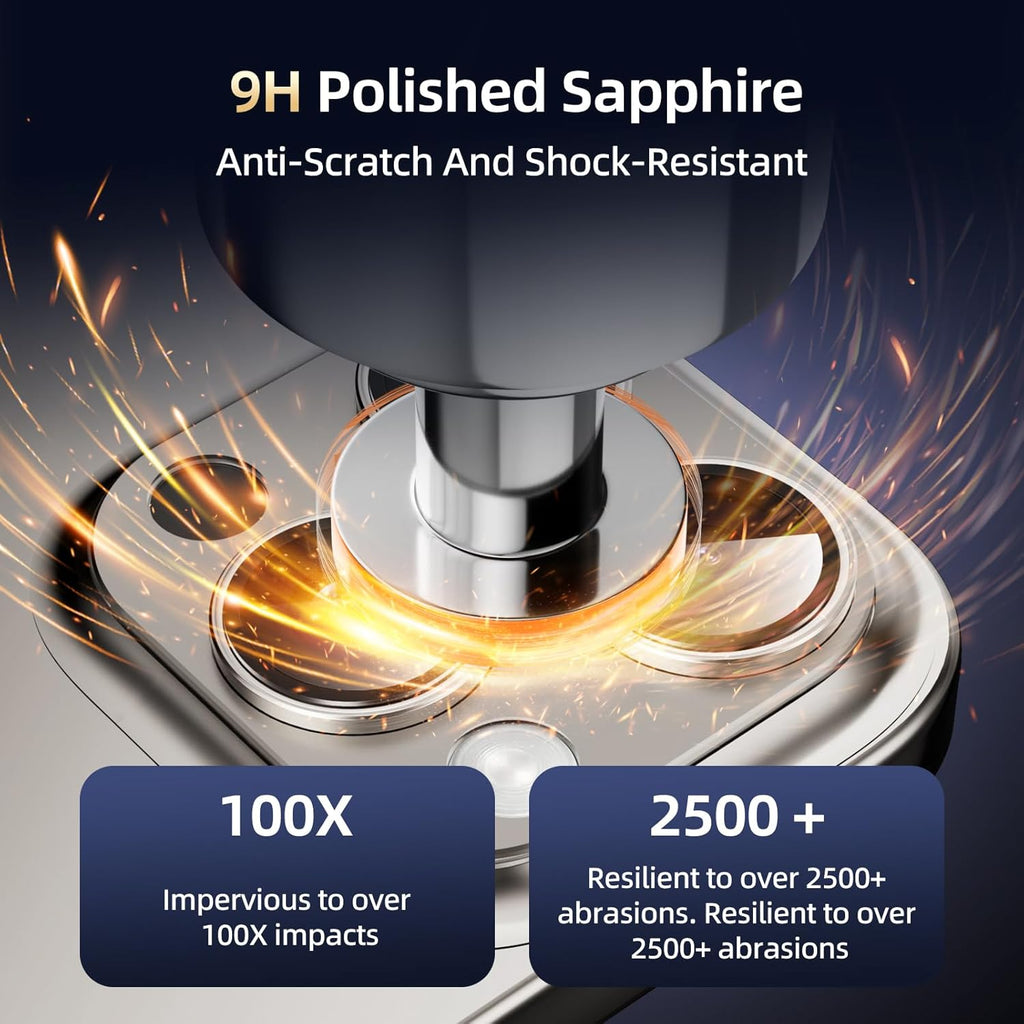 Compatible with iPhone 16 Pro Camera Lens Protector,[Shatterproof] [Strong Adsorption][AR Anti-Reflection] 9H Metal Aluminum Alloy Tempered Glass Camera Cover,Titanium