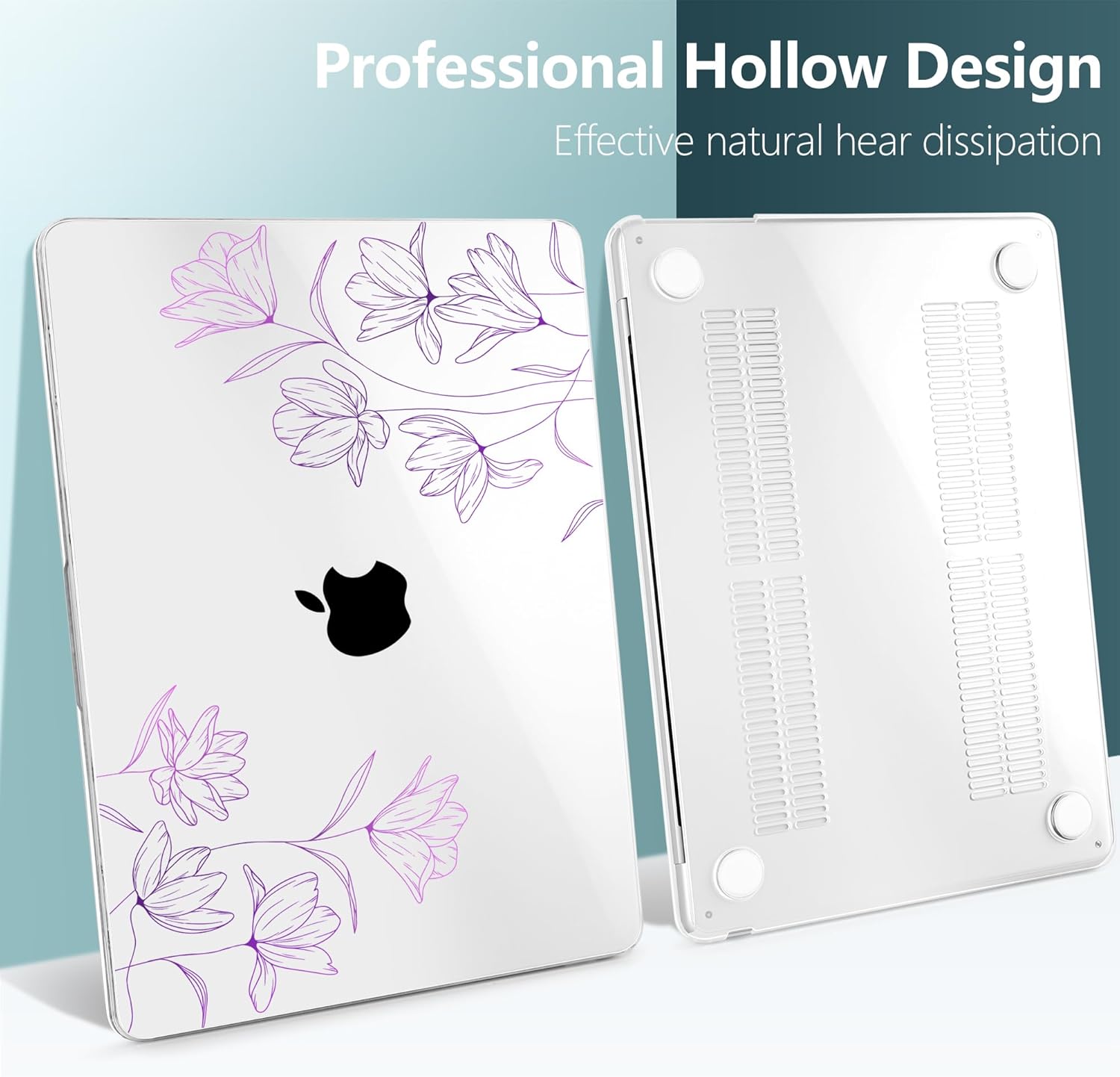 TWOLSKOO Compatible with M4 MacBook Air 13.6 inch Case 2025-2022 Release M4 A3240 M3 A3113 M2 A2681, Plastic Hard Shell & Keyboard Cover & Type C Adapter & Screen Protector, Engraved Floral2