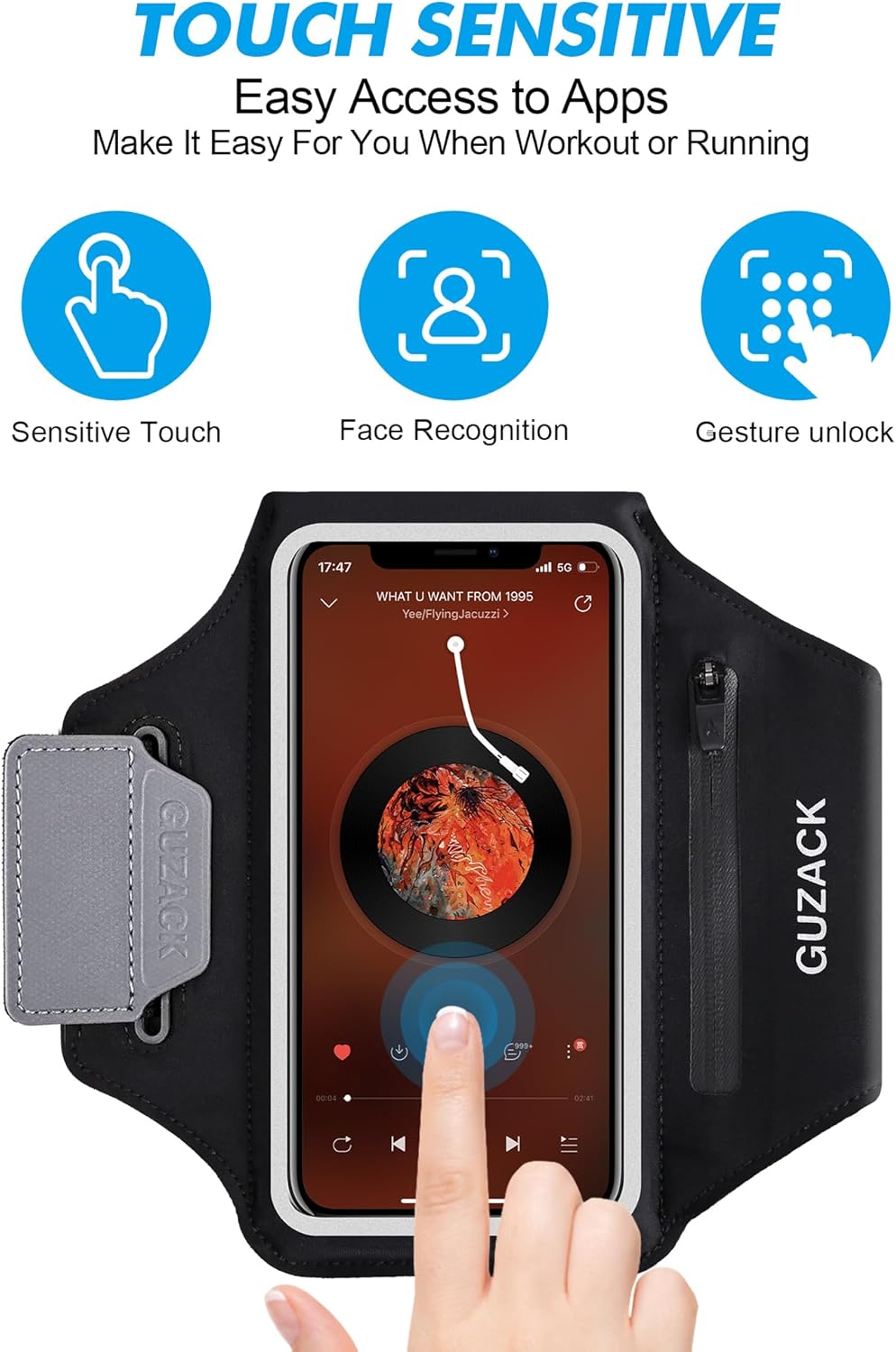 Running Armband with Earphone Pouch & Card Slot, Running Phone Holder for iPhone 16 15 14 Pro Max Plus Galaxy S25 S24 S23 Ultra, Up to 6.8" Phones