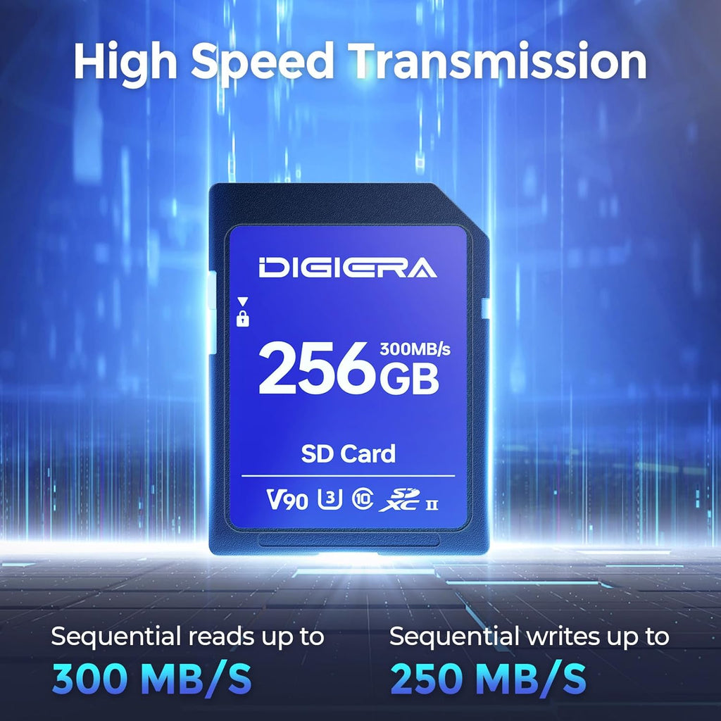256GB LSU200 SDXC UHS-II Memory Card - up to 300MB/s, C10, U3, V90, 8K, SD Card for Computers, Digital Cameras, Home Theatre Devices, Car Navigation Systems (2 Pack)