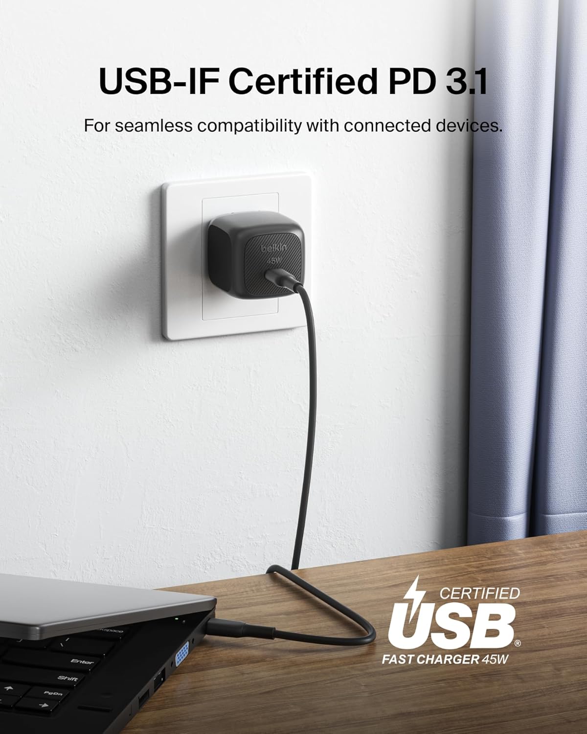 Belkin USB C Charger Block 45W (2 Pack) - USB C Cable Included - PD3.1 PPS Fast Charging - Samsung Galaxy S25, S24, S23, S22, Apple iPhone 16, iPhone 15, Google Pixel 9, Nintendo Switch, etc - Black
