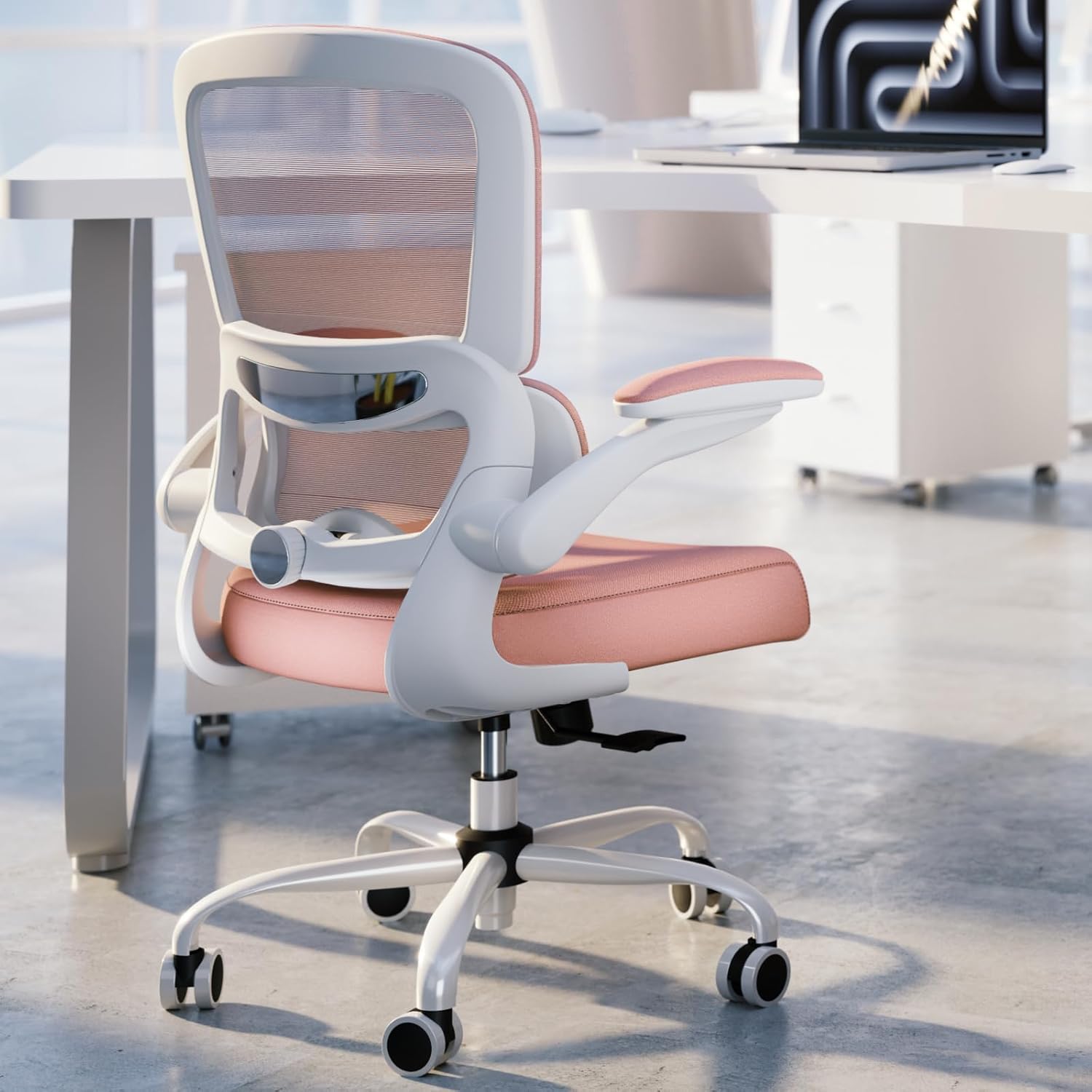 TRALT Office Chair - Ergonomic Desk Chair with Adjustable Lumbar Support, Mesh Computer Chair, Executive Chairs for Home Office Comfortable Lumbar Support (Pink)