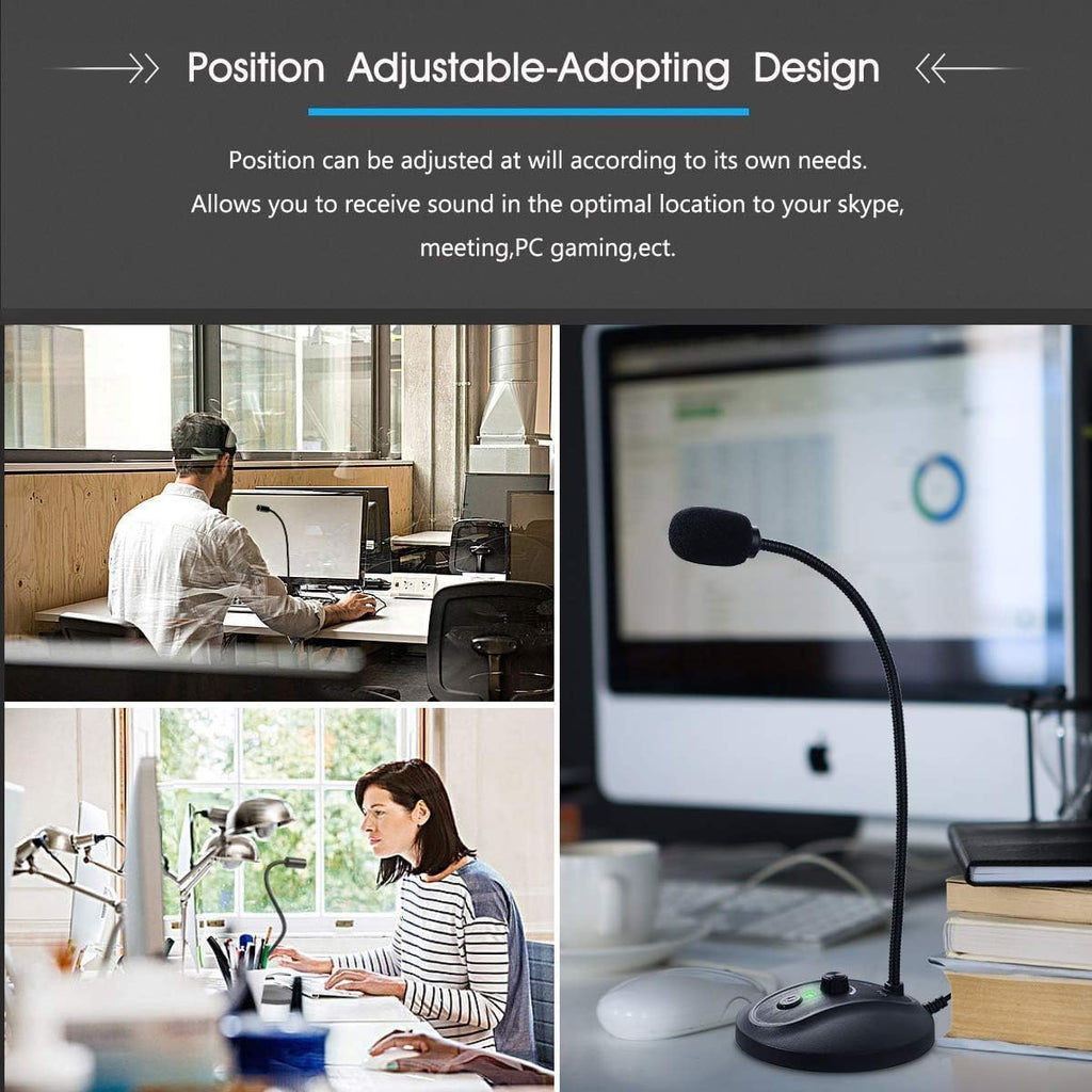 JOUNIVO USB Computer Microphone with Mute Button, Plug&Play Condenser, Desktop, PC, Laptop, Mac, PS4 Mic -360 Gooseneck Design -Recording, Dictation, YouTube, Gaming, Streaming