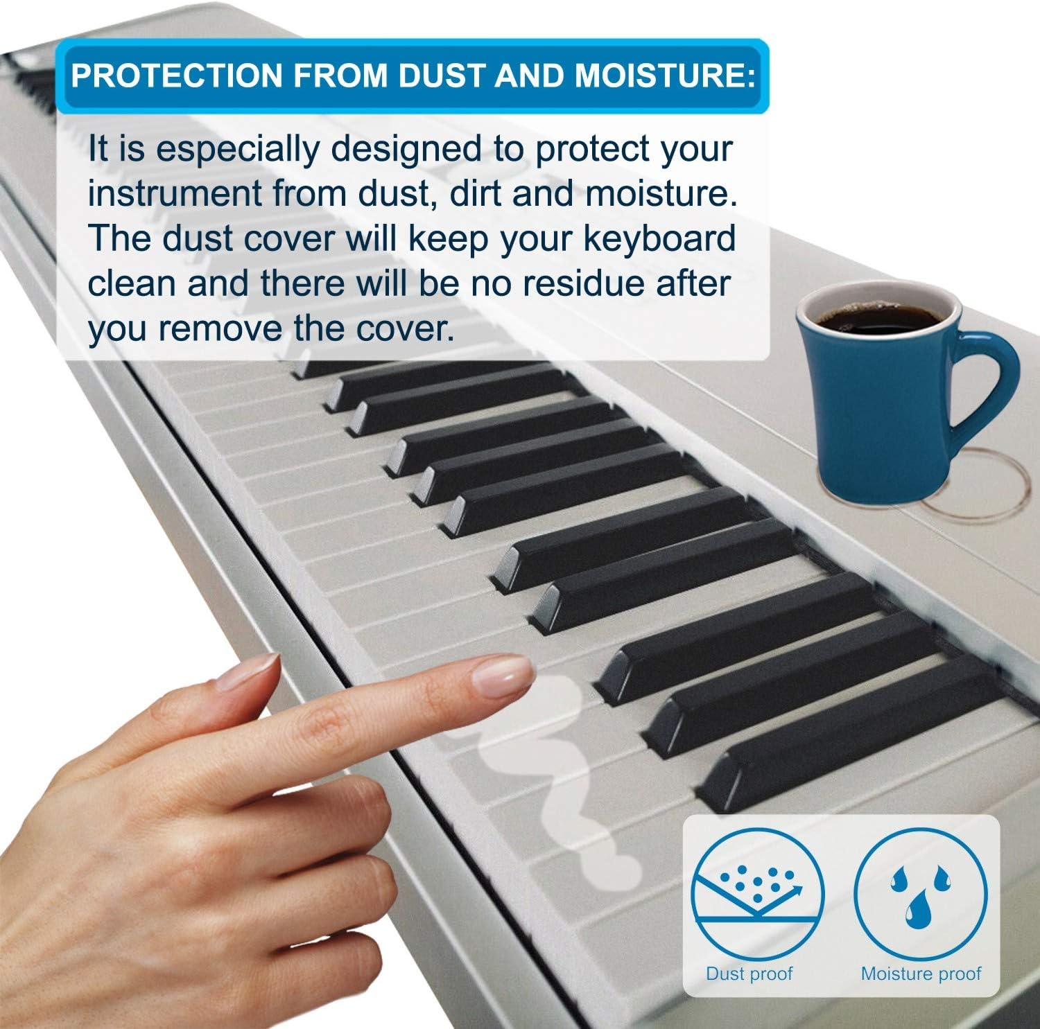 HQRP Elastic Dust Cover w/Bag compatible with Casio LK-265 LK265 LK-280 LK280 WK-6600 WK6600 WK-7600 WK7600 WK-245 WK245 Electronic Keyboards Digital Pianos