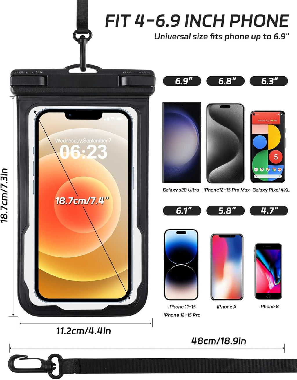 Waterproof Phone Pouch for Cruise Essentials 2025, Beach Vacation Essentials Cruise Ship Essentials Must Haves for Travel, Dry Bag Case for iPhone 16 15 14 13 12 Plus Pro Max Galaxy Pixel 2 Pack