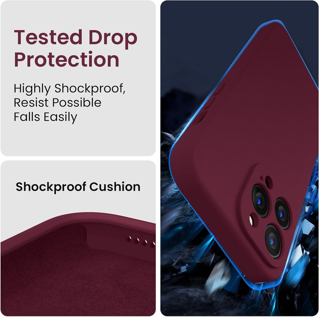 FireNova Designed for iPhone 13 Pro Max Case, Silicone [Camera Protection] Phone Case with [2 Screen Protectors], Soft Anti-Scratch Microfiber Lining Inside, 6.7 inch, Plum