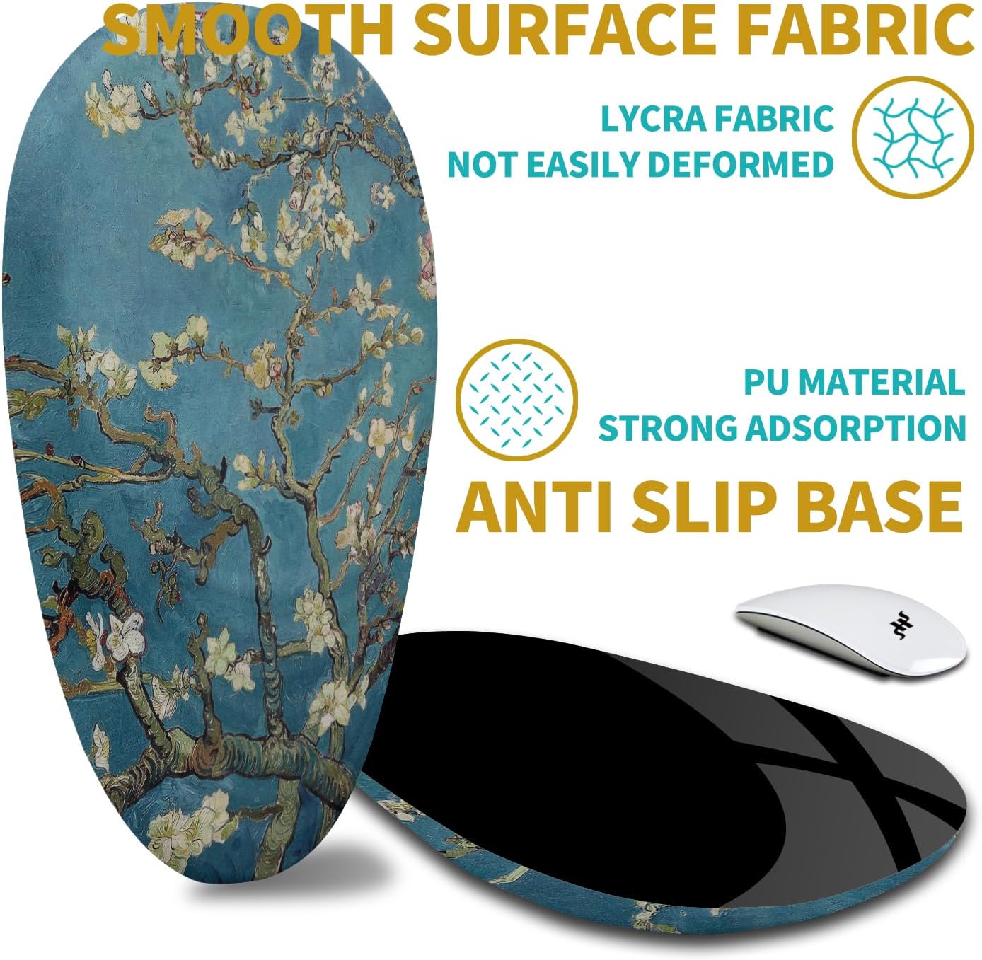 Hokafenle Ergonomic Mouse Pad Wrist Support with Stepped-Wedge Design, Wrist Rest Pain Relief Mousepad Filled with Memory Foam, Carpal Tunnel Mousepad for Wireless Mouse(12x8 inch, Apricot Blossom)