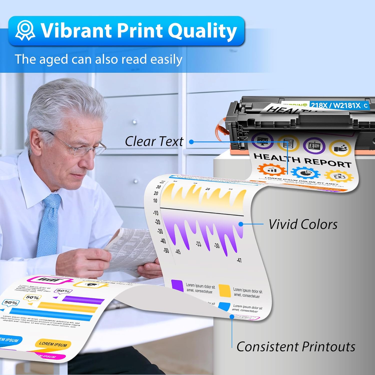 218X Toner Cartridges 4 Pack with Chip - 3301fdw Compatible Replacement for HP 218A 218X Color Laserjet Pro MFP 3301fdw 3301sdw 3201dw 3301cdw Printer High Yield W2180A (Black Yellow Magenta Cyan)