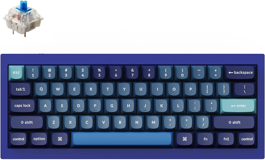 Keychron Q4 Wired Custom Mechanical Keyboard, 60% Layout QMK/VIA Programmable Macro with Hot-swappable Gateron G Pro Blue Switch Double Gasket Compatible with Mac Windows Linux(Navy Blue)