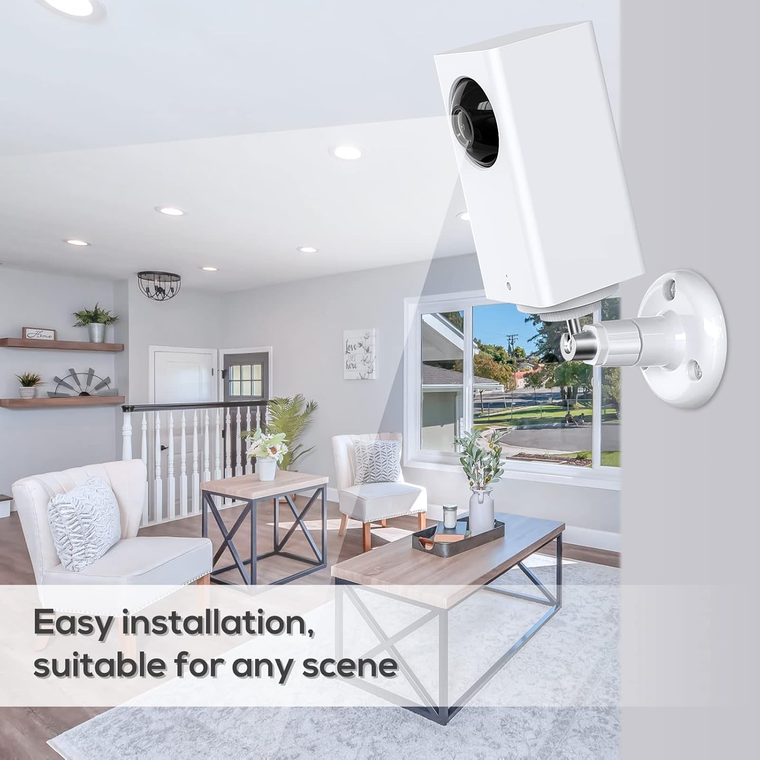 FastSnail Wall Mount Compatible with Wyze Cam Pan V3 & Wyze Cam V4/V3 & Wyze Cam Outdoor/Indoor, 360 Degree Swivel Adjustable Bracket for Wyze Cam and Other Camera with Same Interface 2 Pack