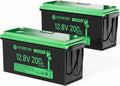 12V 200Ah LiFePO4 Lithium Battery Built-in 200A BMS, Max.2560Wh Energy, 10 Years Lifetime 15000+ Cycles, Perfect for RV Solar Energy Storage Marine Trolling Motor -2 Packs
