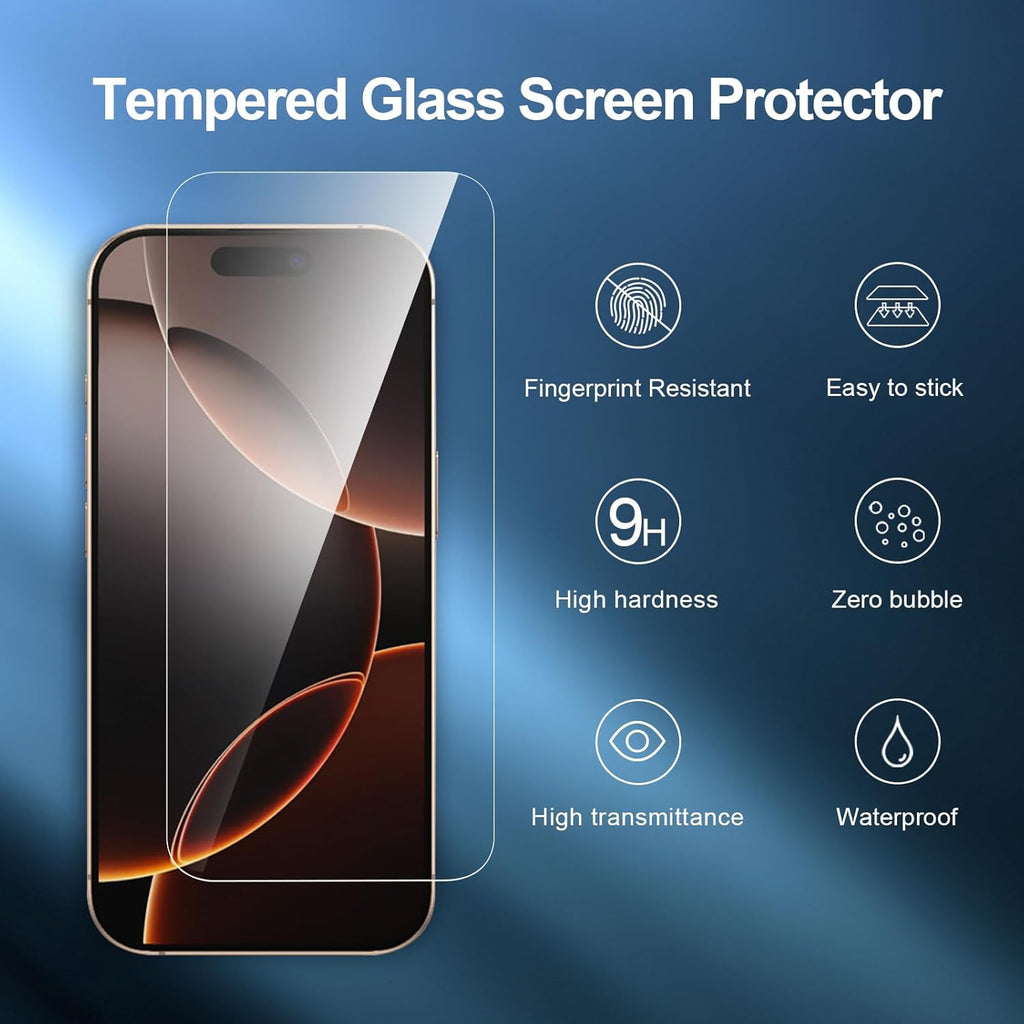NEW'C 3 Pack Designed for iPhone 16 Pro Screen Protector (6.3 inches), Enhanced Tempered Glass Protection with easy installation tool included,Case Friendly Ultra Resistant