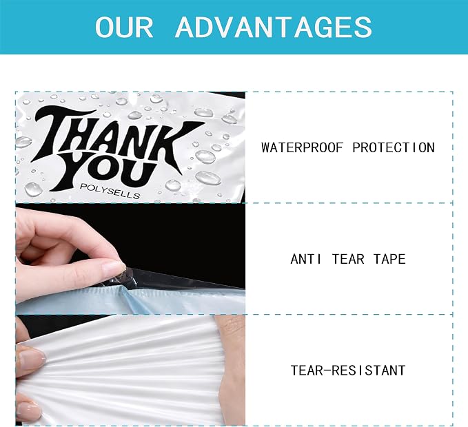 POLYSELLS Thank You Poly Mailers 14.5x19 inches 50 Pcs Waterproof Self-Sealing - Image 3