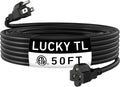 LUCKY TL Indoor Outdoor Extension Cord, 16/3 Gauge Black Long Extension Cord 50ft, Waterproof Flexible Case, Made of Pure Copper, 13A 1625W 16AWG SJTW, 3 Prong Heavy Duty Wire, ETL