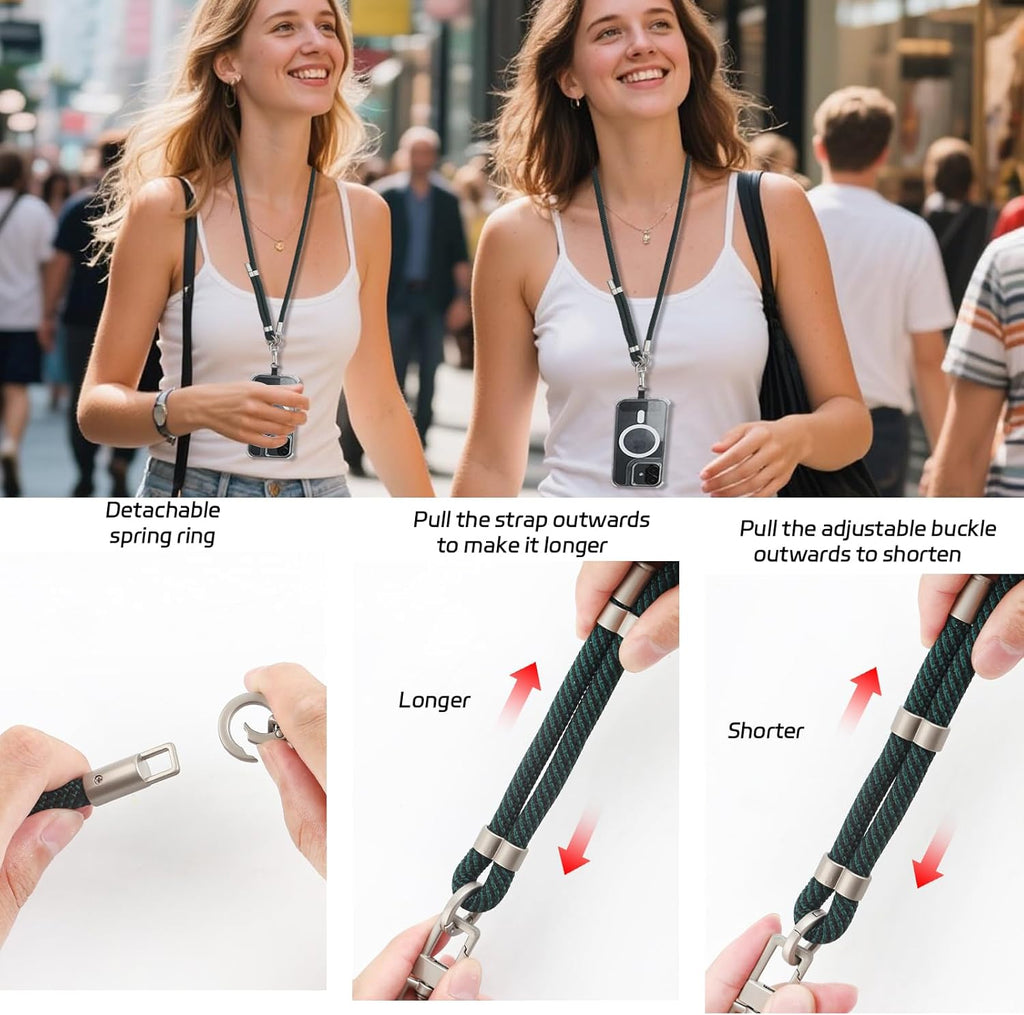 3-in-1 Adjustable Phone Lanyard Crossbody Cell Phone Neck Strap Universal Mobile Wrist Lanyard