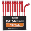 Everest Ultra Slim Cat6a Ethernet Patch Cables 0.5ft Red by EverestMediaSolutions
