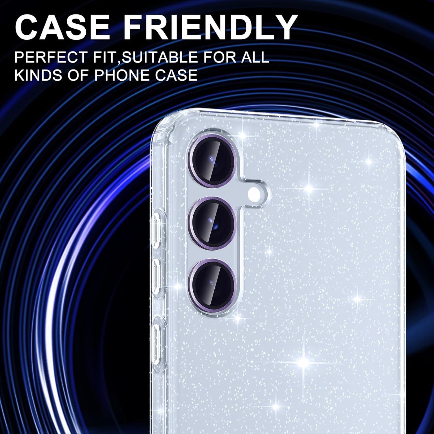 for Samsung Galaxy S25 Plus Camera Lens Protector, Individual Metal Ring Tempered Glass Lens Cover, [Strong Adsorption] Scratch Resistant Ultra-Thin HD Clear Lens Cover, 1 Set-Purple