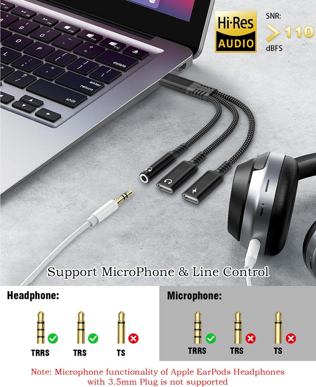 tavalmax USB C Splitter,USB C to 3.5mm Headphone and Charger Adapter,USB Type-C Digital Audio Headset/OTG Converter with 60W PD Fast Charging Dongle Cable for iPhone16/15, iPad, MacBook, Galaxy, Pixel
