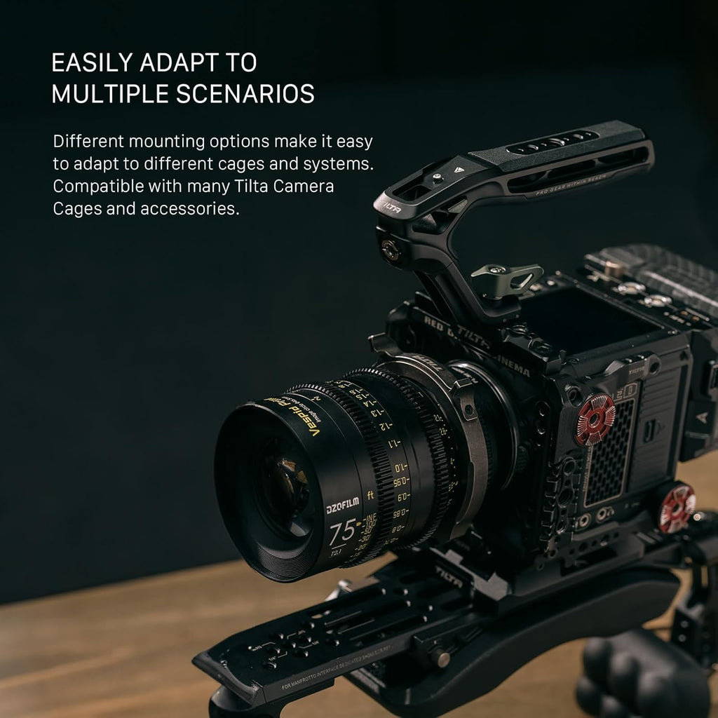 Tilta Xeno Top Handle for Filmmakers & Cameras-Titanium Gray | Aluminum Alloy and Silicone Build | 1/4″-20 Threads w/Locating Points | Safety Release Pin | Comfortable Handling (Dual 1/4"-20)