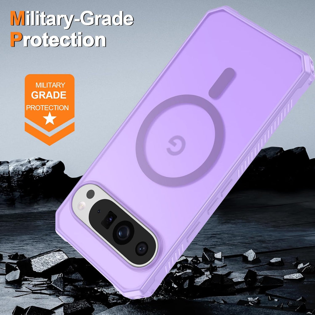 Magnetic for Google Pixel 9/Pixel 9 Pro Case, [Military Grade Drop Protection] [Compatible with MagSafe] Shockproof Slim Translucent Matte Anti-Slip for Women Girls Men Case, Lavender