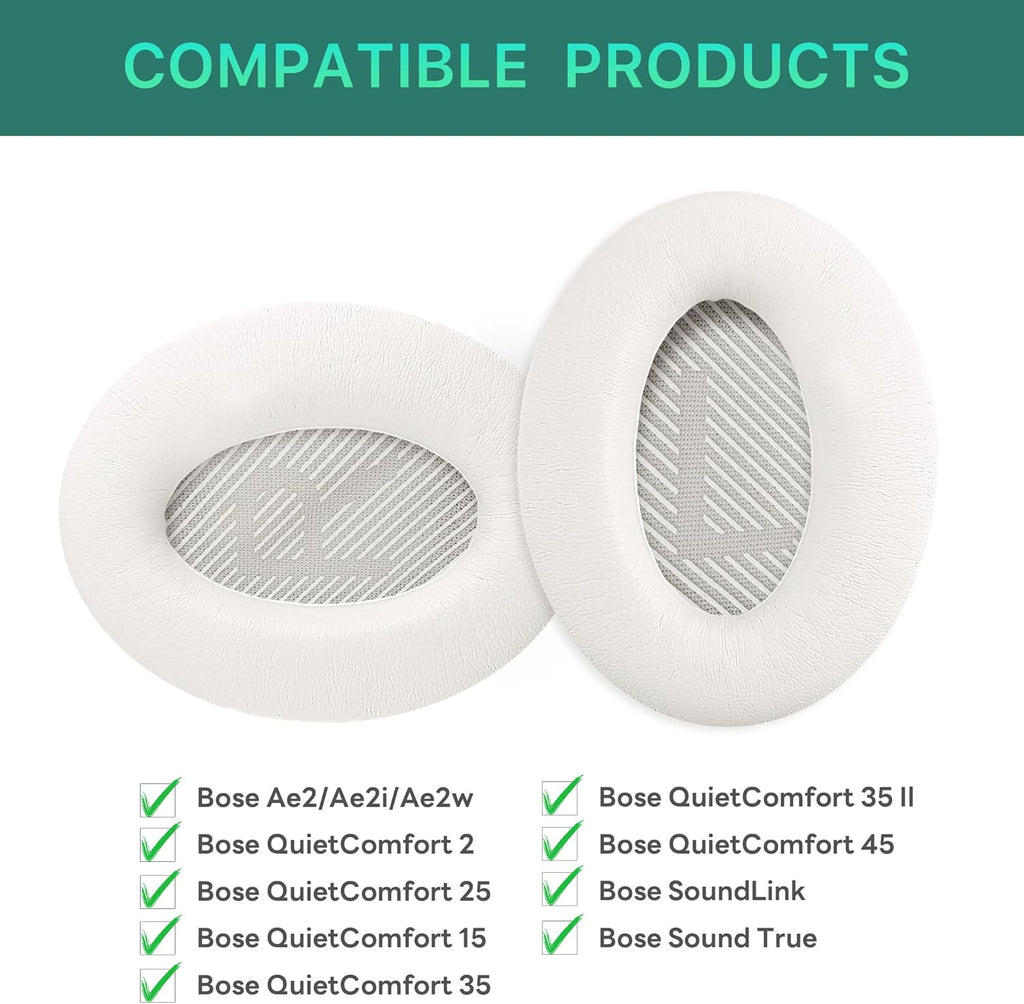 Replacement Ear Pads for Bose QuietComfort 35 (QC35) & Quiet Comfort 35 II (QC 35 ii) Headphones, EarPads Cushions with Noise Isolation Memory Foam, Softer Protein Leather, Added Thickness