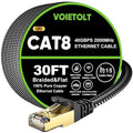 Cat 8 Ethernet Cable 30 FT Flat, High Speed 40Gbps 2000Mhz Braided Internet by EthernetCable