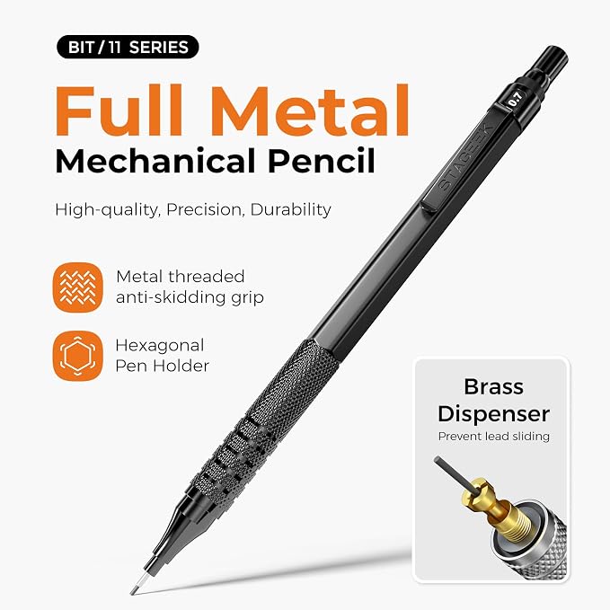 STAGEEK 21PCS Metal Mechanical Pencil Set, Art Lead Pencil 0.3, 2mm Holder - Image 3