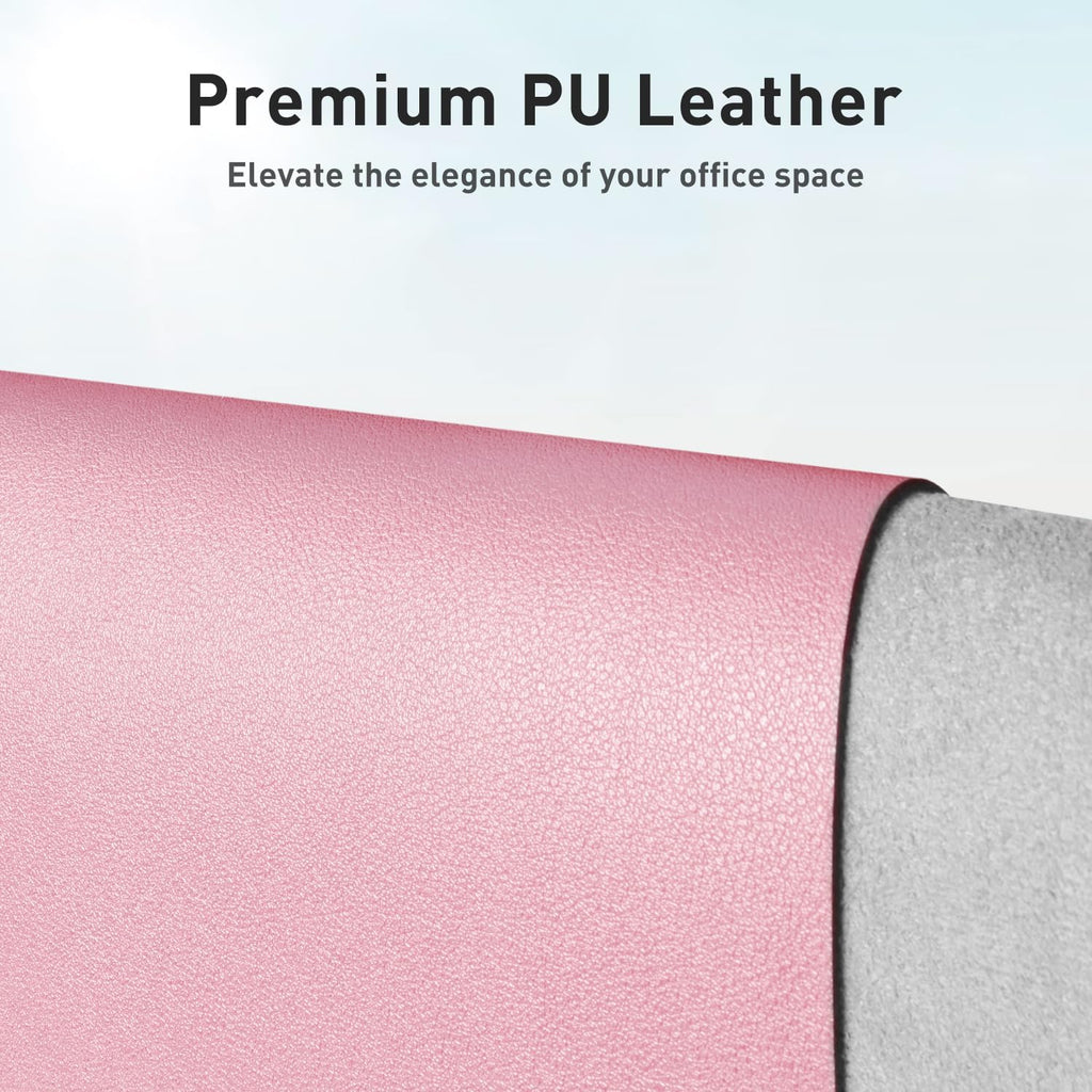 Aothia Leather Desk Pad Protector, Mouse Pad, Office Desk Mat, Non-Slip PU Leather Desk Blotter, Laptop Desk Pad, Waterproof Desk Writing Pad for Office and Home (36" x 17", Fairy Pink)