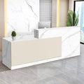 Reception Desk with Counter Modern Checkout Counter with Lockable Drawer Keyboard Tray Receptionist Desk for Office Salon Reception Table N Left 59inch/150cm
