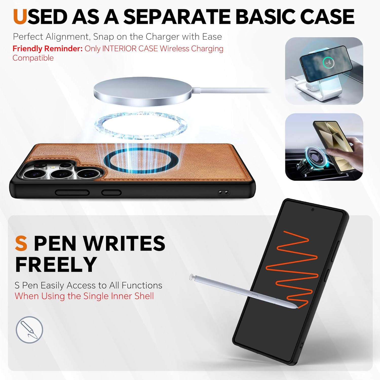 TUCCH Wallet Case for Galaxy S25 Ultra, Removable 2 in 1 RFID Blocking [4 Card Slots] Wrist Strap [Wireless Charging] Kickstand PU Leather Magnetic Detachable Folio Cover for Galaxy S25 Ultra, Brown
