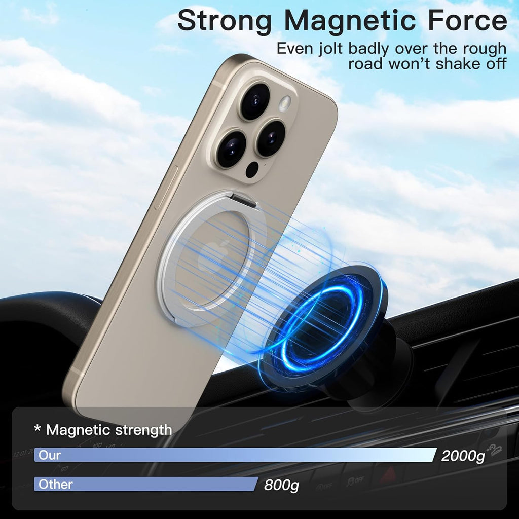 COOLQO 4Pcs 360 Spin Cell Grip Ring Phone Stand [Upgrade Gear Hinge Stress Anxiety Relief] Magnetic Holders for Your car Accessories Desk Mount Compatible with iPhone All Smartphones, Silver