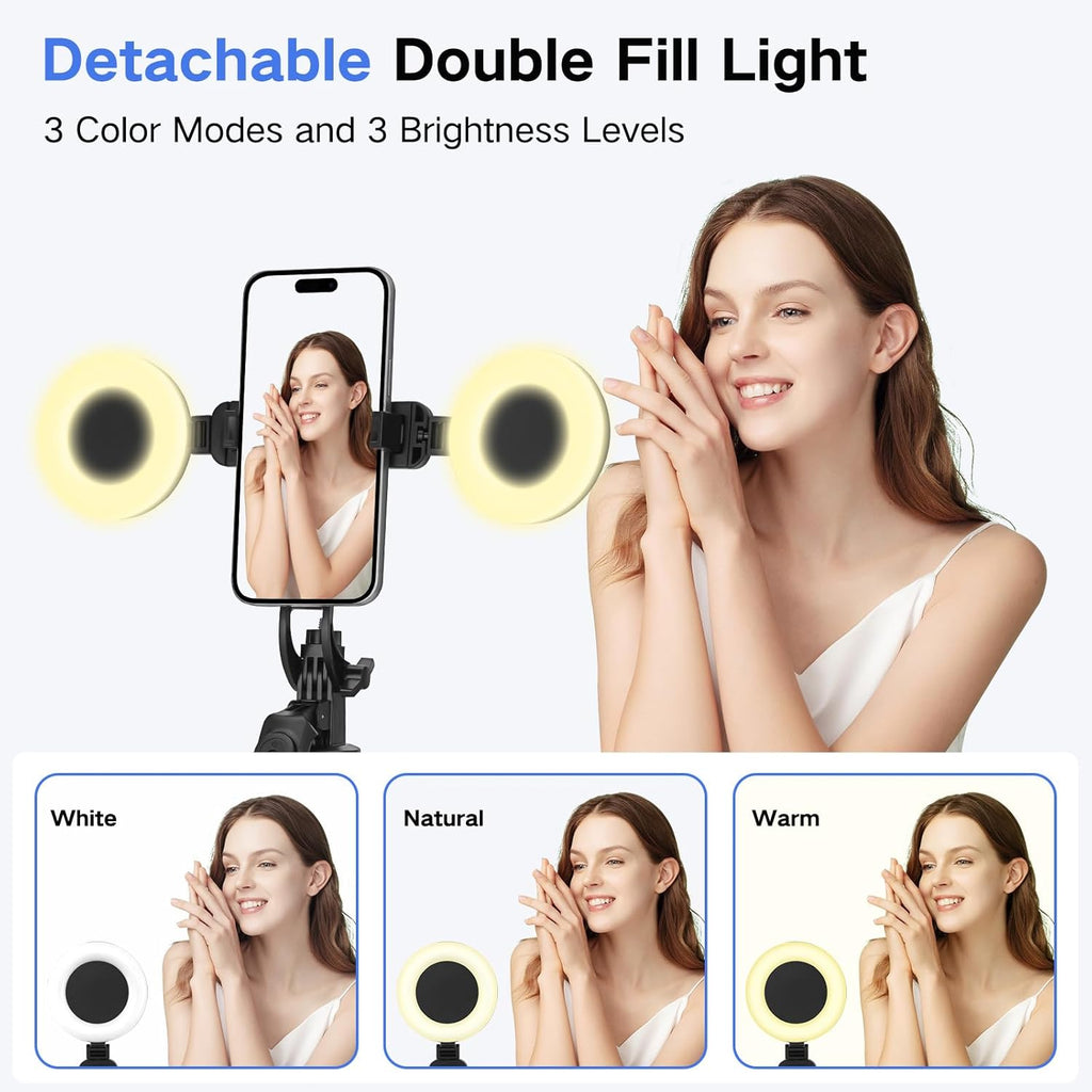 Metal Selfie Stick Tripod for iPhone with Light,70 inch Cellphone Selfiestick with Remote,Phone Tripod Holder for Video Recording,Portable Travel Selfie Stick Compatible with iPhone,Android and Gopro