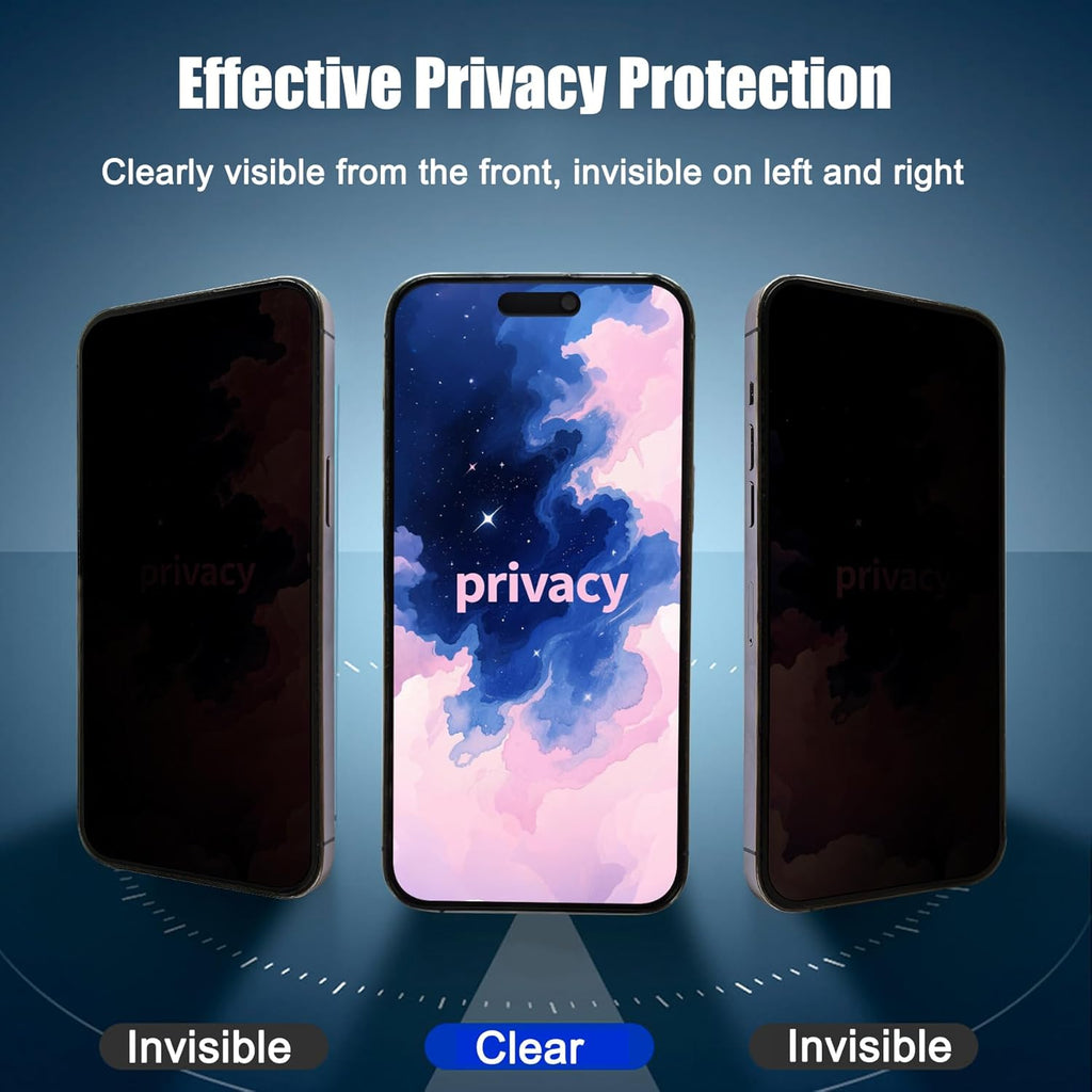 2 Pack Matte Privacy Screen Protector for iPhone 15/iPhone 16, [Auto-Dust Removal and Auto-Alignment] Anti-Spy Anti-Glare Anti-Fingerprint Tempered Glass Film 6.1", Smooth & Sensitive Touch