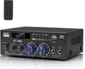 Romica Stereo Audio Amplifier, 2 Channel 450W x2 Bluetooth 5.0 Home Theater Power Amplifier with FM Radio, USB, SD, Optical & Coaxial Inputs, Amplifier for Passive Speakers and Active subwoofer