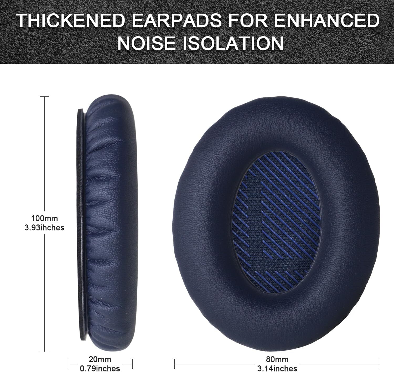 Replacement Ear Pads for Bose QuietComfort 35 35 II 15 25(qc 35 25 15/QC35 ii), Headphone Ear Covers, High Density Memory Cotton, Soft Leather, Adaptive Noise Isolation Headphones Pads Cushions