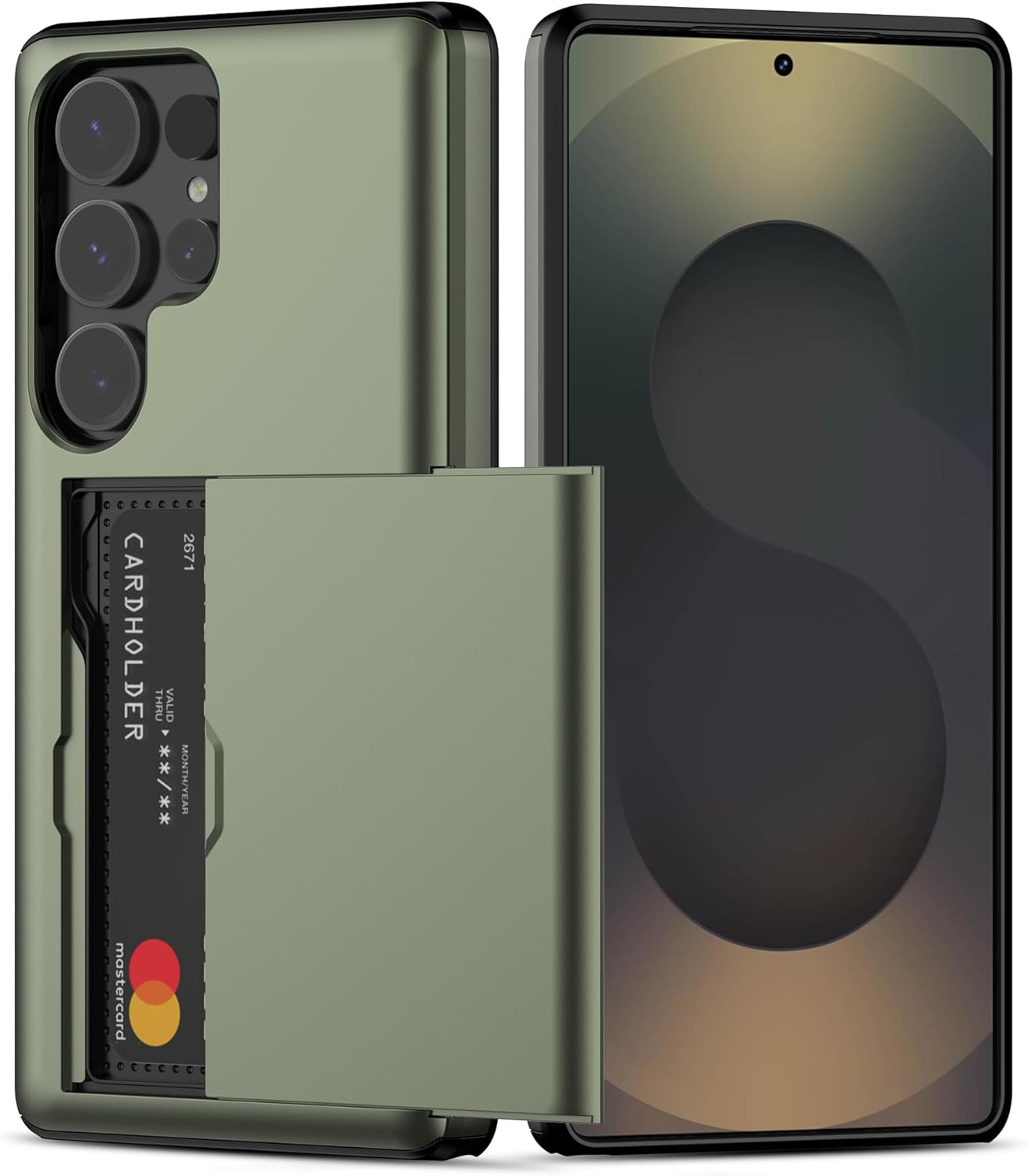 Nvollnoe for Samsung S25 Ultra Case with Card Holder Dual Layer Heavy Duty Protective Case Hidden Card Slot Slim Wallet Case for Samsung S25 Ultra 6.9''(Green)