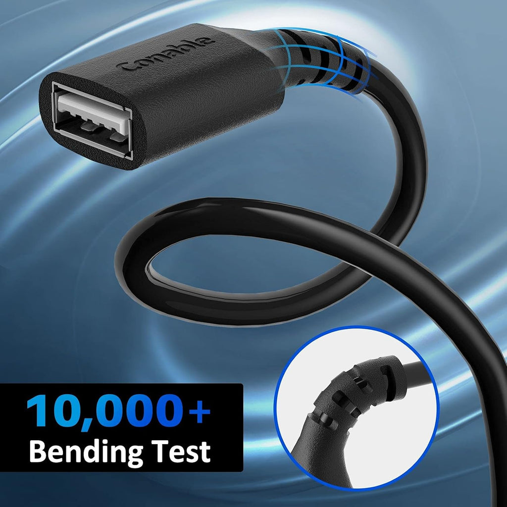 3 Pack USB Extension Cable 15 FT, USB 2.0 Type A Male to Female Extender Cord Adapter, Compatible with Printer, Keyboard, Mouse, Flash Drive, Hard Drive, Controller, Black Cable with 5 Cable Ties