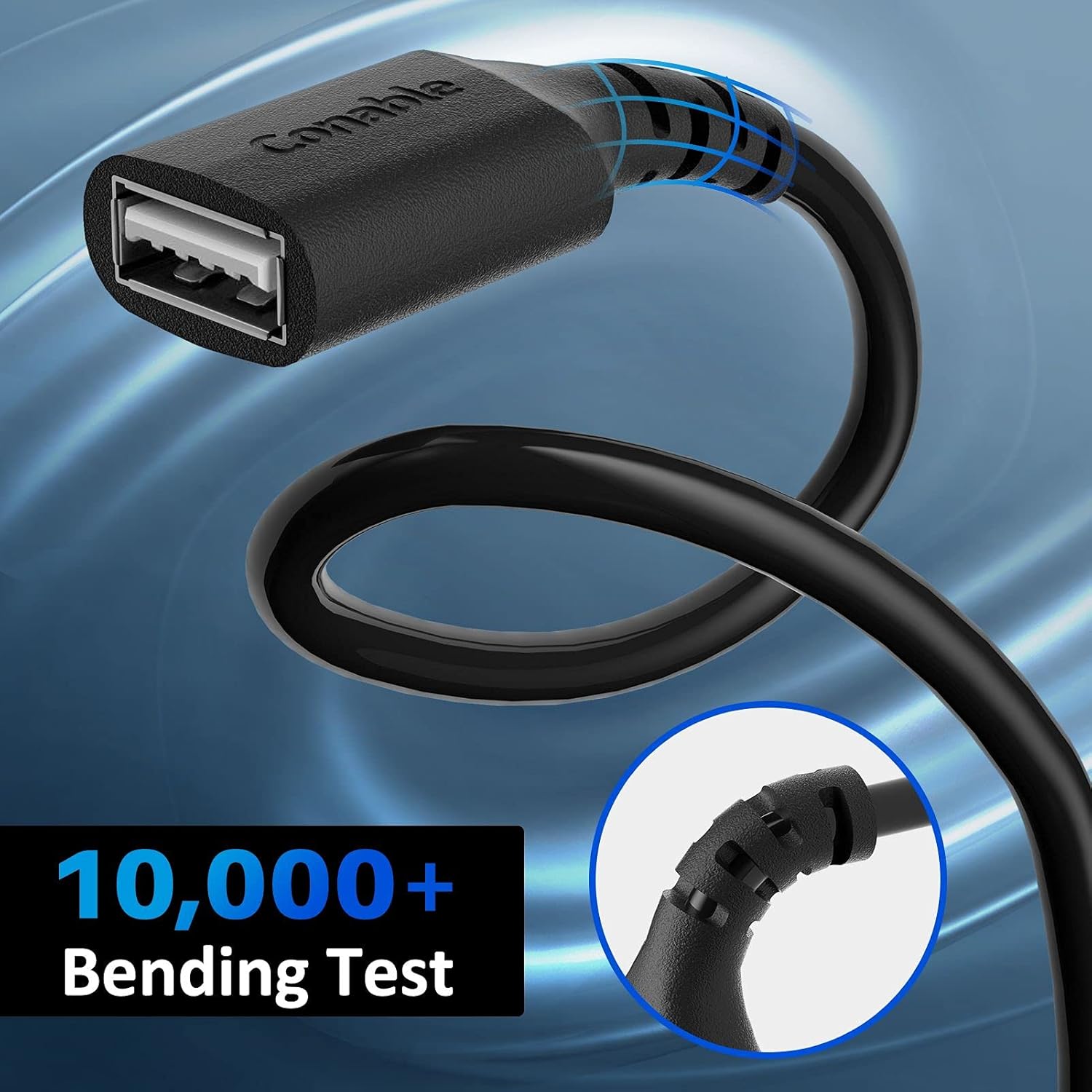 3 Pack USB Extension Cable 4 FT, USB 2.0 Type A Male to Female Extender Cord Adapter, Compatible with Printer, Keyboard, Mouse, Flash Drive, Hard Drive, Controller, Black Cable with 5 Cable Ties