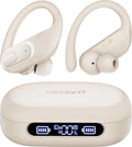 occiam Wireless Earbuds Bluetooth Headphones Ear Buds 96Hrs Playback Sport Over-Ear Waterproof Wireless Headphones Earphones with Earhooks ENC Mics Clear Call for Sport Running Workout (Ivory)