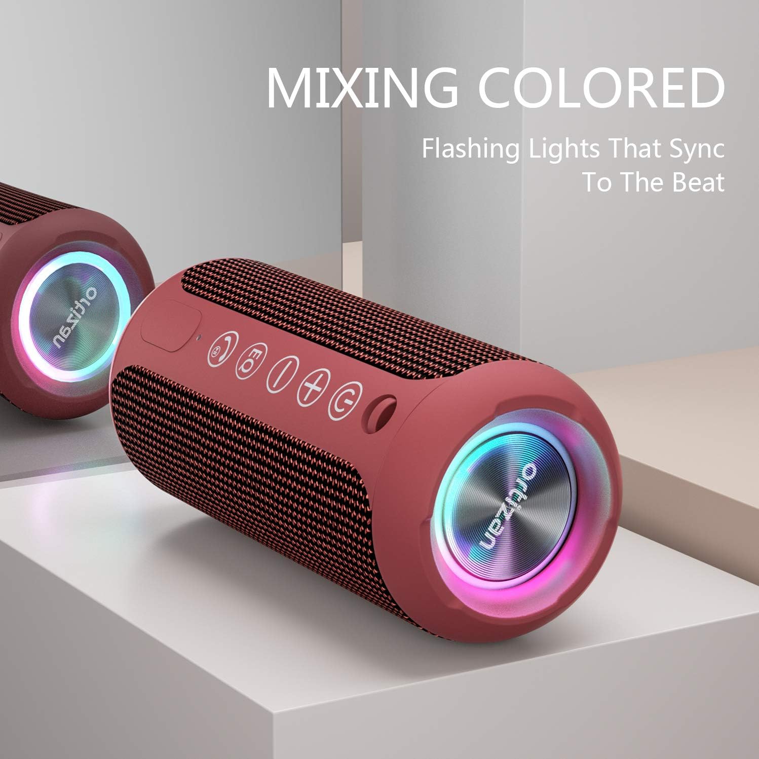 Ortizan X10 Portable Bluetooth Speaker, 24W Stereo Sound, IPX7 Waterproof, 30H Playtime, 66ft Bluetooth Range, TWS Pairing, Red