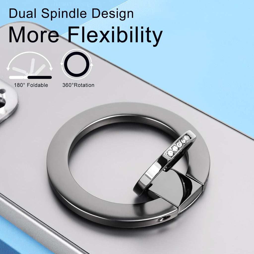 Magnetic Phone Grip for MagSafe, EI Sonador Magnet Phone Ring Holder, Removable, Compatible with iPhone 14 Plus 13 12 Pro Max Mini (Diamond Rose Gold)