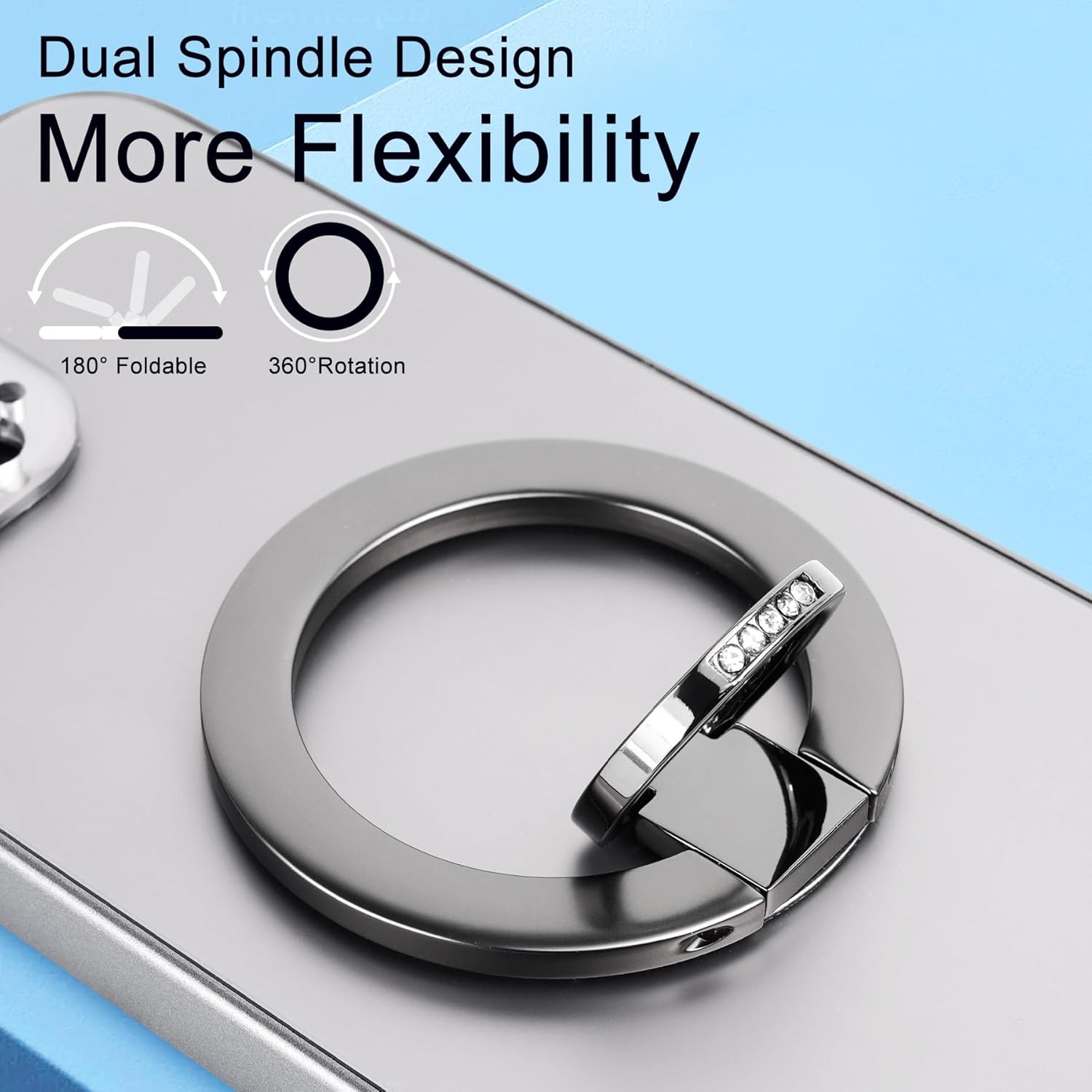 Magnetic Phone Grip for MagSafe, EI Sonador Magnet Phone Ring Holder, Removable, Compatible with iPhone 14 Plus 13 12 Pro Max Mini (Diamond Black)